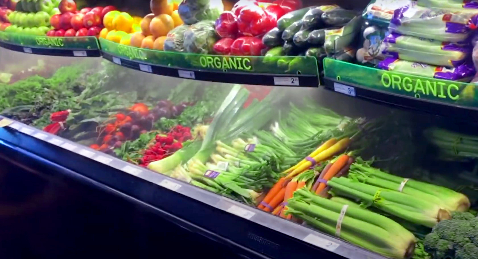 Produce misting in a grocery store